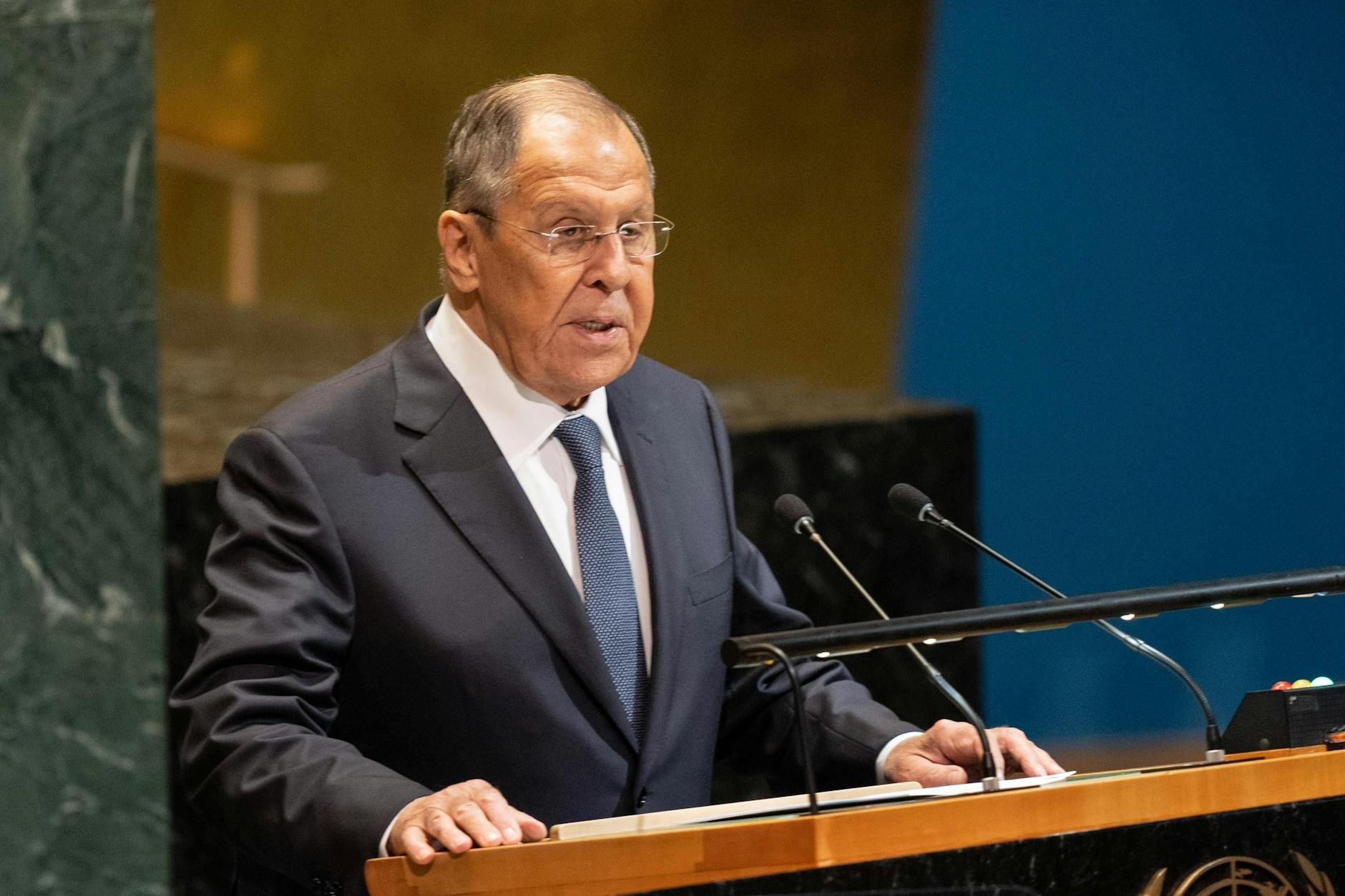 Der russische Außenminister Sergej Lawrow spricht vor der UN-Generalversammlung.