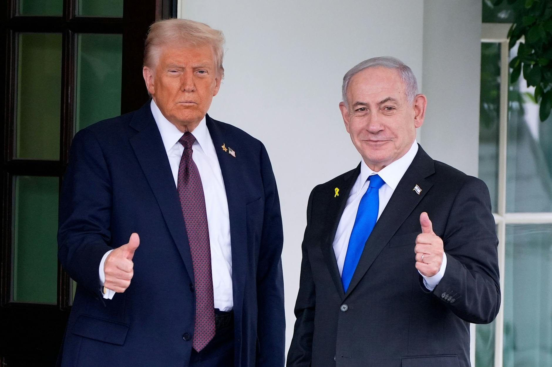 Washington: US-Präsident Donald Trump begrüßt den israelischen Ministerpräsidenten Benjamin Netanjahu im Westflügel des Weißen Hauses.
