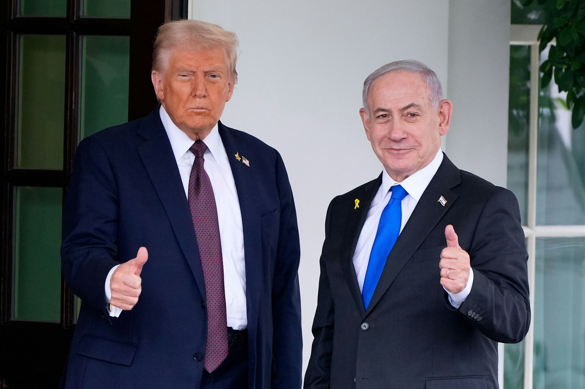 Washington: US-Präsident Donald Trump begrüßt den israelischen Ministerpräsidenten Benjamin Netanjahu im Westflügel des Weißen Hauses.