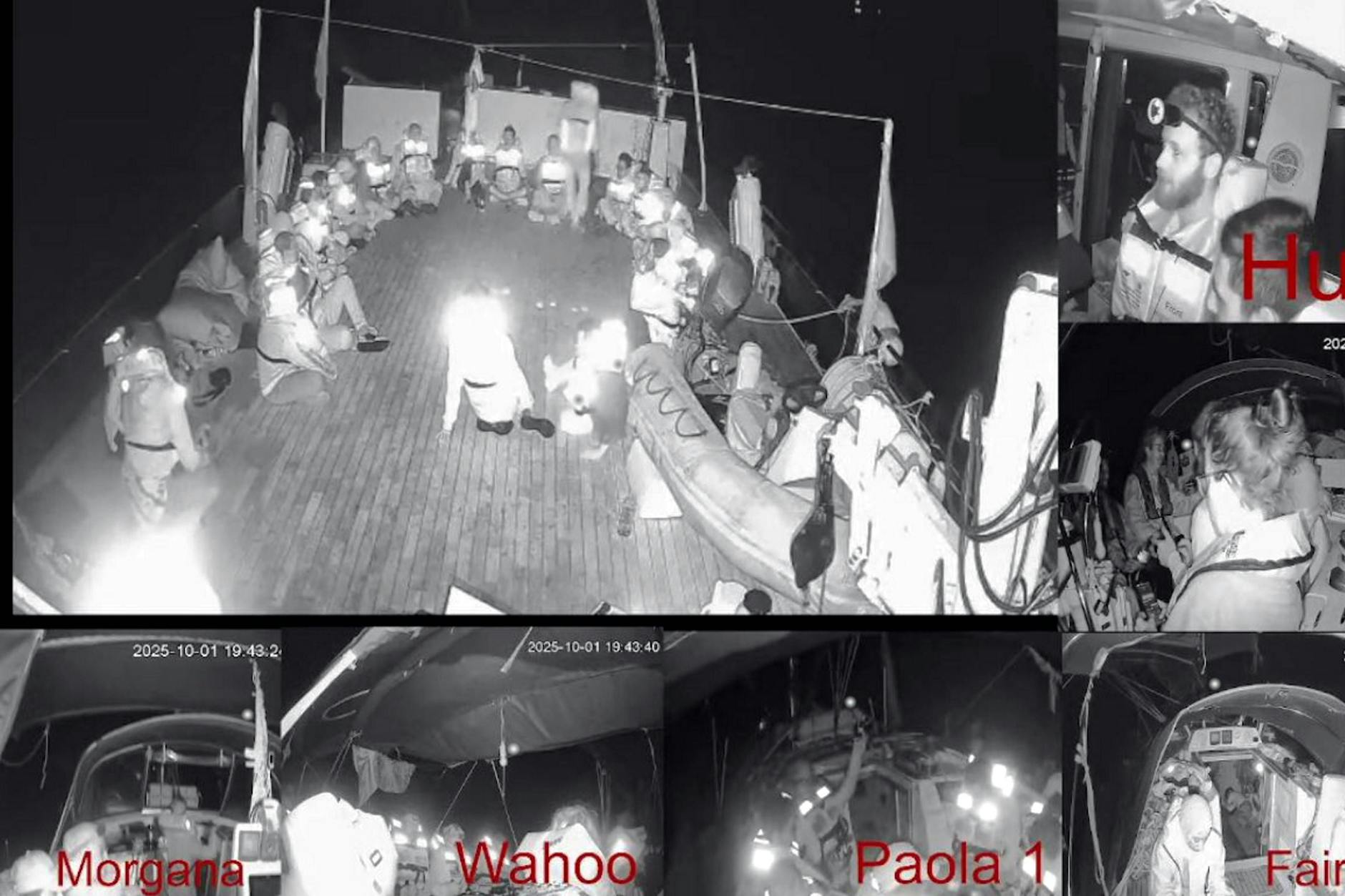 Szenen von Bordkameras auf Schiffen der Gaza-Hilfsflotte