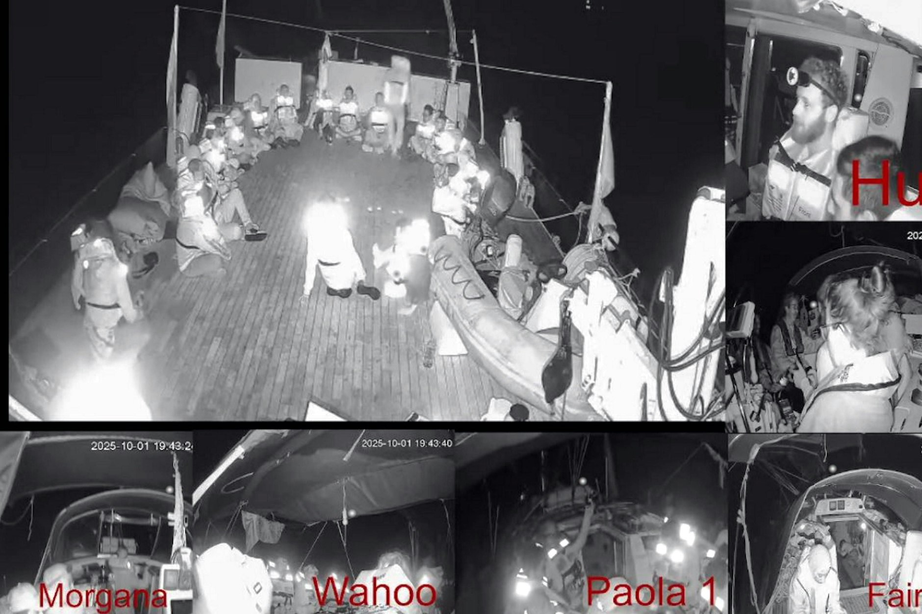 Szenen von Bordkameras auf Schiffen der Gaza-Hilfsflotte