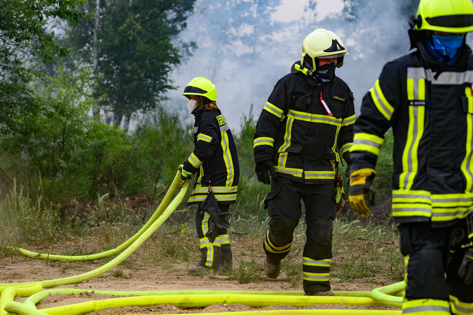 Die Übungen der Berliner Feuerwehr finden seit 1. Oktober ohne Atemschutzmasken statt.