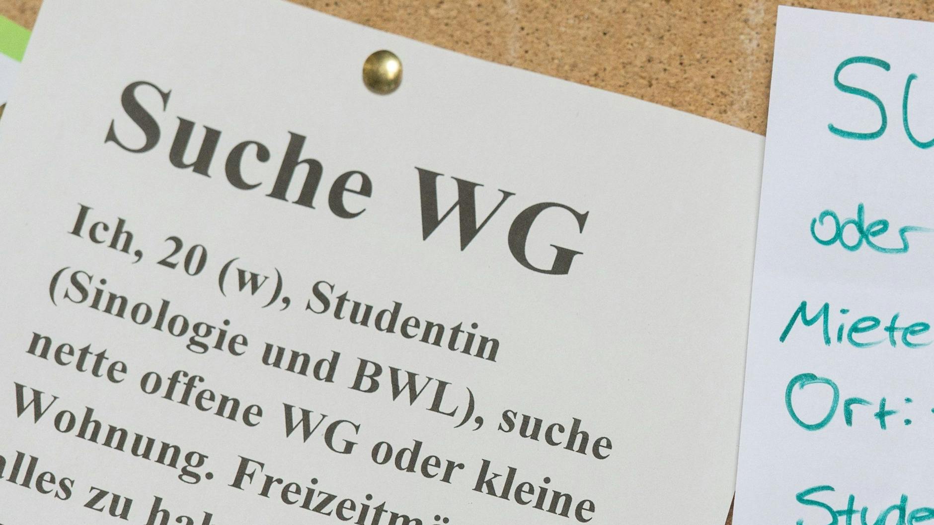 WG gesucht – Aushänge wie dieser häufen sich zum Semesterstart an den Berliner Unis.