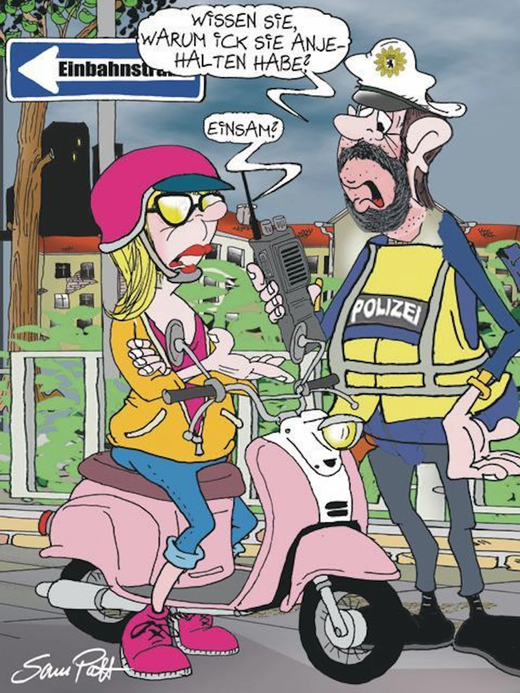 Der Cartoon des Tages kommt auch heute von unserem Zeichner Sam Paff aus Berlin.
