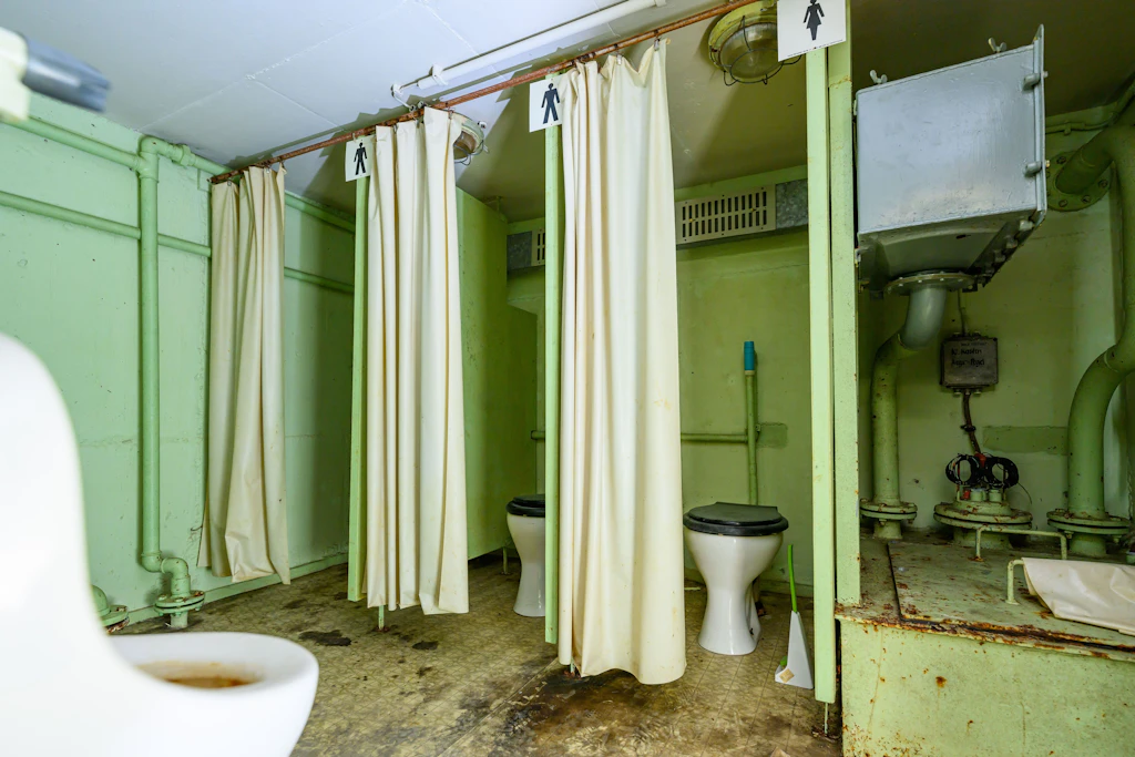 Toiletten im Führungsbunker des Ministeriums des Innern der ehemaligen DDR. 
