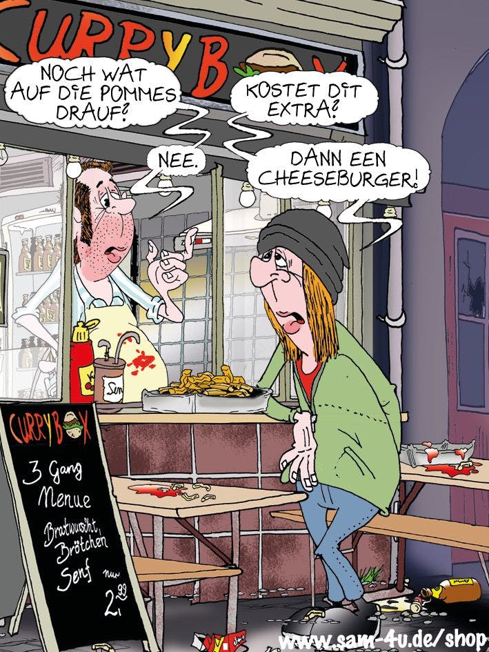 Unser Cartoon des Tages kommt auch heute von unserem Zeichner Sam Paff aus Berlin – er bereichert jeden Tag unsere Rubrik Witz des Tages.