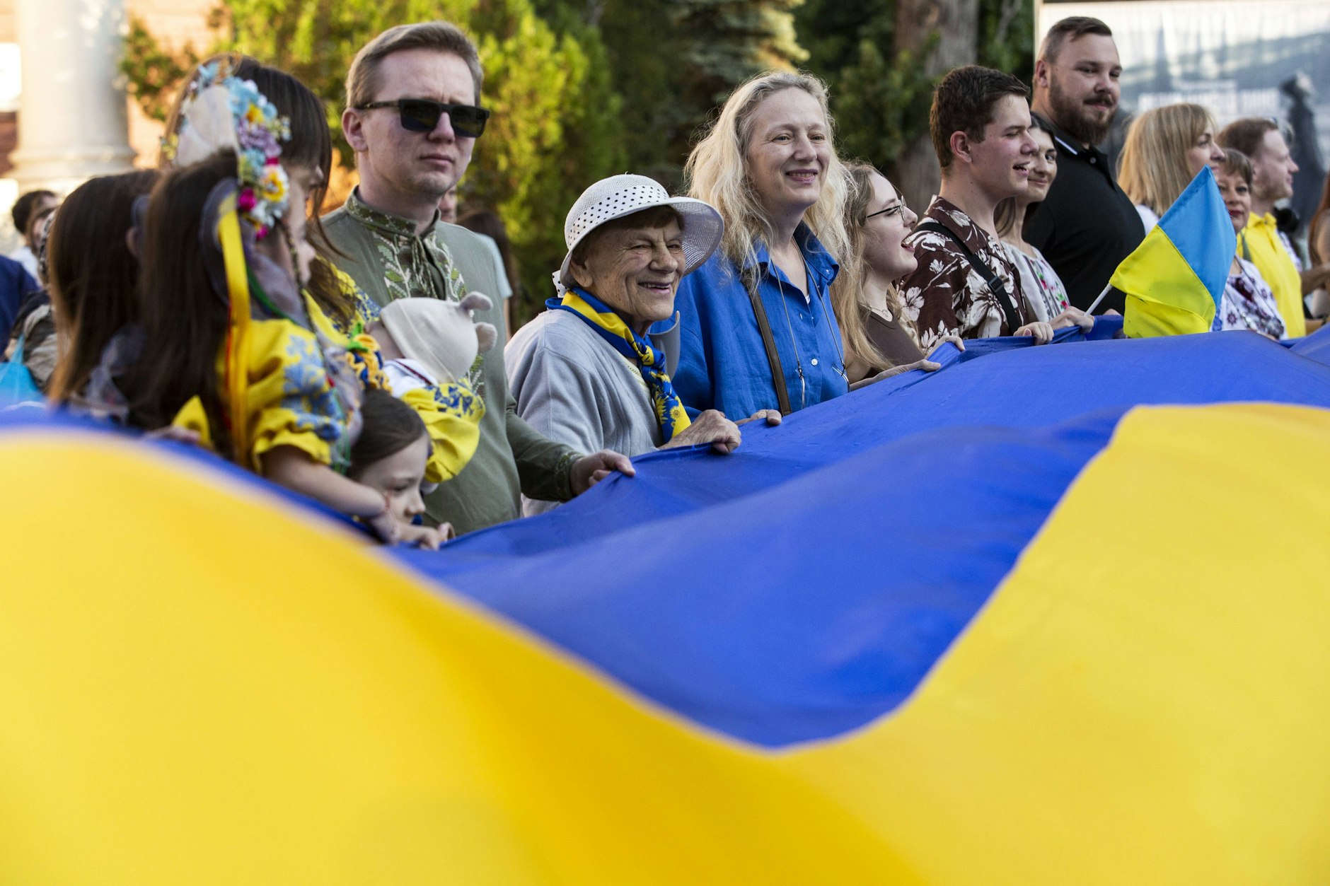 Ukrainische Unterstützer bei einer Demo in Sofia