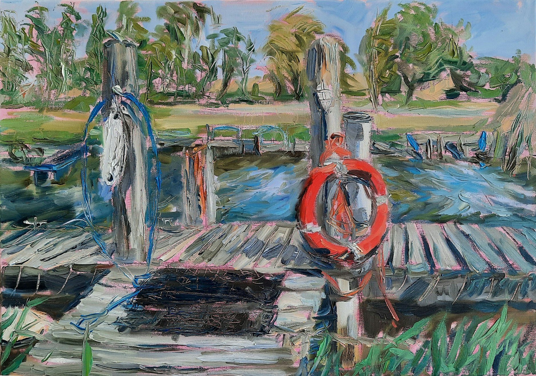 „Steg in Zecherin“ (Stadt Usedom), 2025, Öl