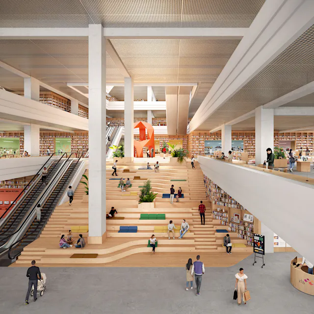 Zukunft am Alex: Das sind die ersten Blicke in die neue Kaufhaus-Bibliothek