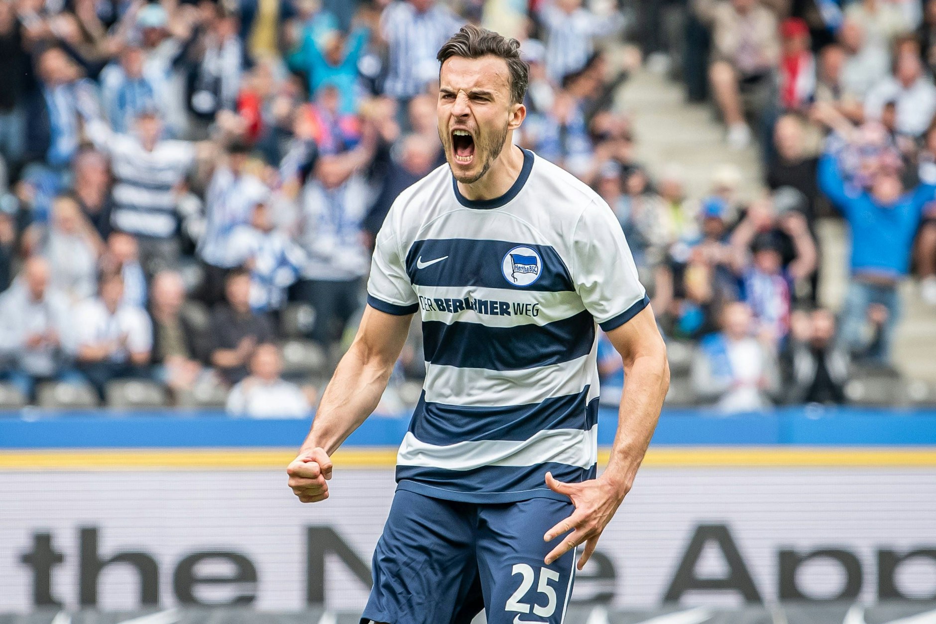 Haris Tabakovic krönte sich bei Hertha BSC zum Zweitliga-Torschützenkönig. Jetzt will er für Gladbach gegen den 1. FC Union treffen.