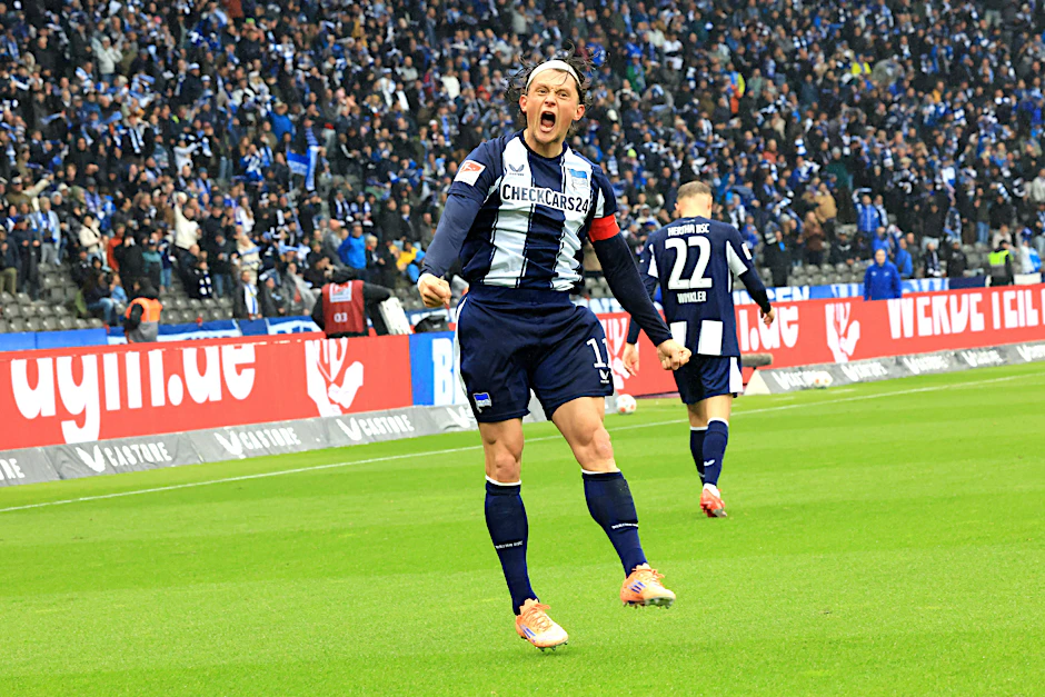 Hertha-Kapitän Fabian Reese will endlich mal richtig jubeln! Der Flügelstürmer wartet noch immer auf sein erstes Saisontor.