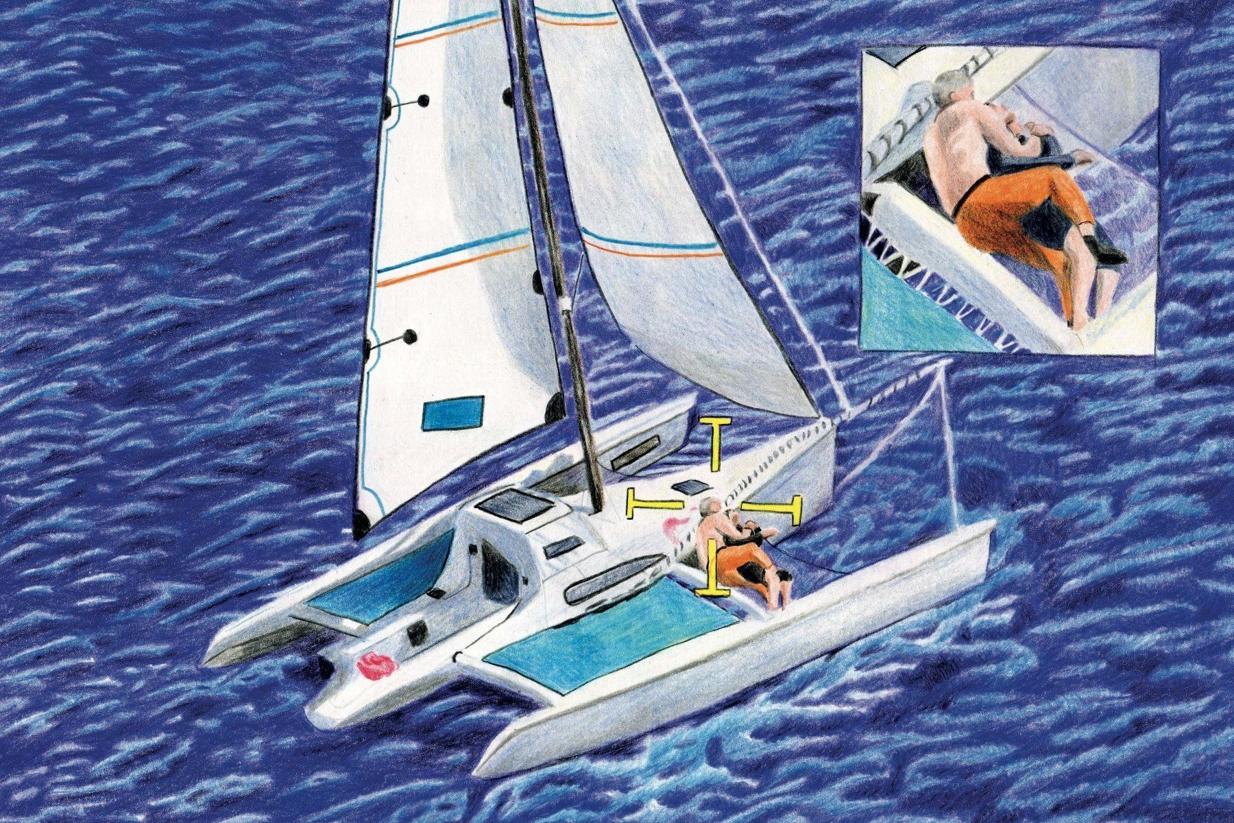 Diese Illustration zeigt Andreas F. und seinen Freund Thomas F. auf dem Boot „Jolly Rose“