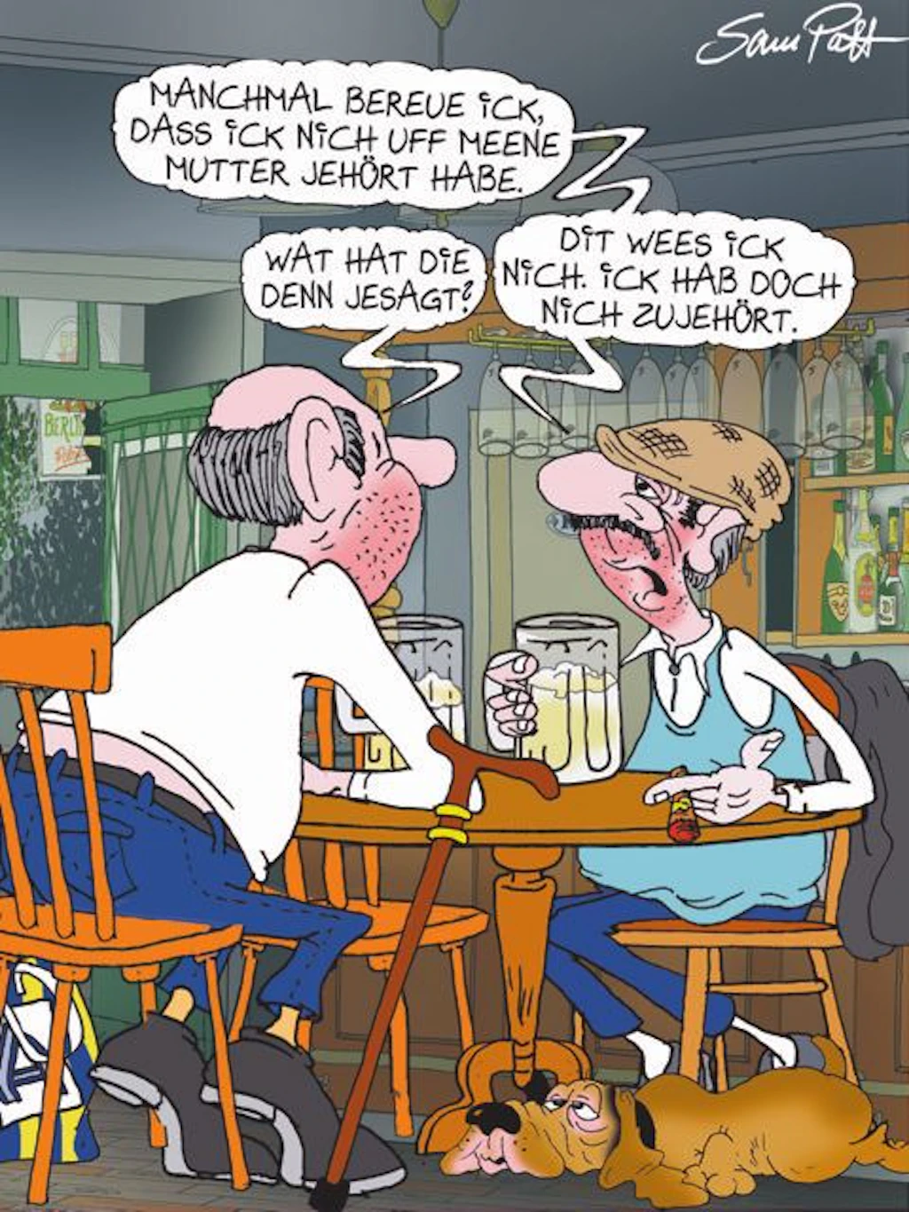 Zeichner Sam Paff aus Berlin hat auch heute einen Cartoon des Tages beigesteuert – er hat jeden Tag einen festen Platz in unserer Rubrik Witz des Tages.
