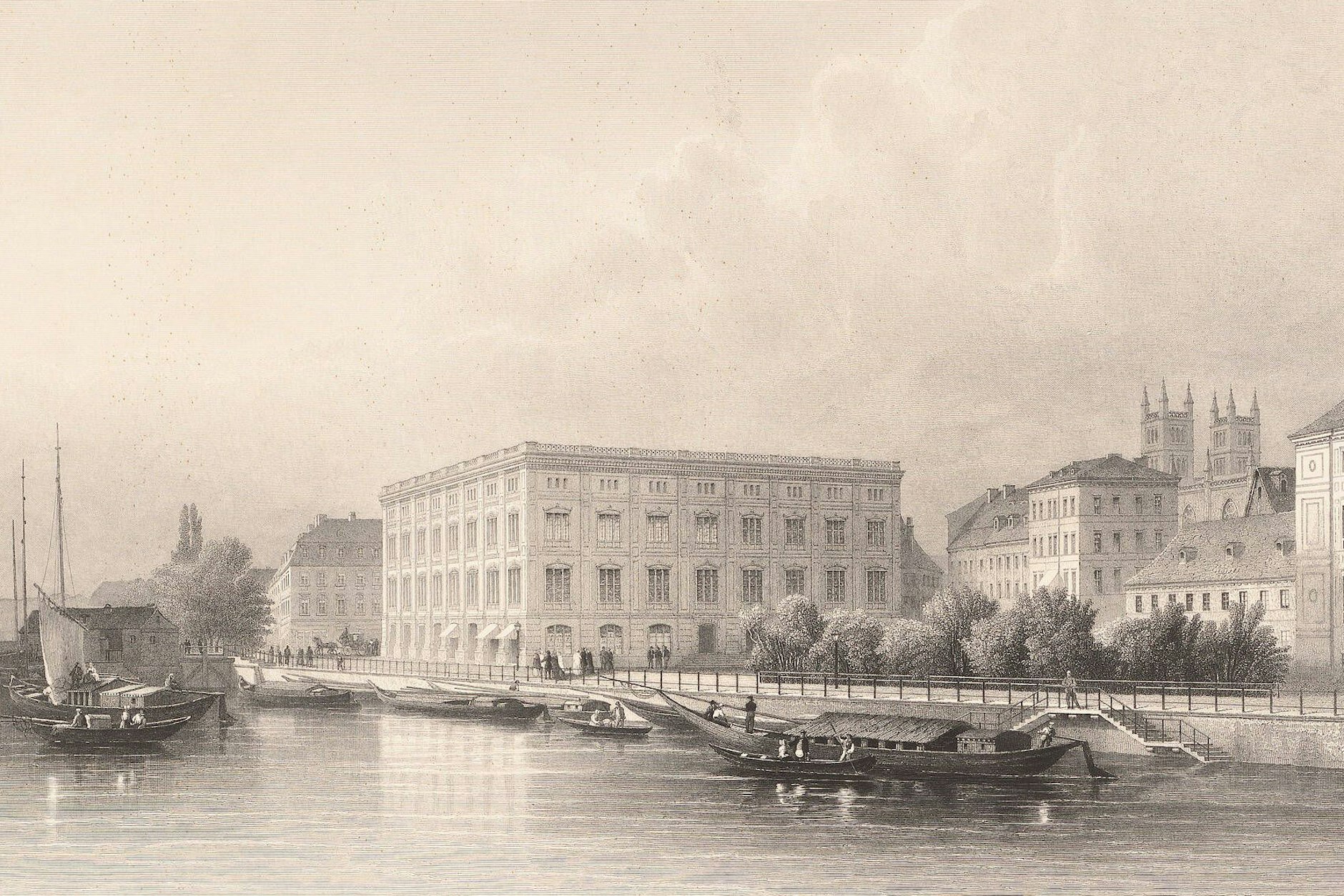 Karl Friedrich Schinkels Bauakademie zu Zeiten Preußens in einem Stich