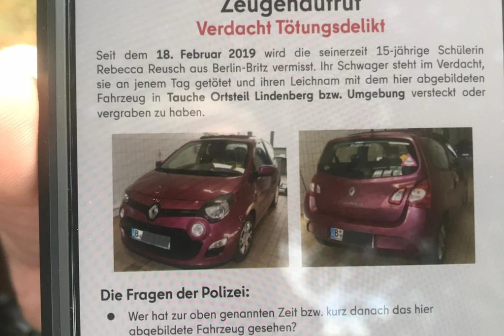 Diesen roten Twingo sucht die Berliner Polizei im brandenburgischen Tauche. Es besteht der Verdacht, dass hier Rebeccas Überreste gelagert worden sein könnten.