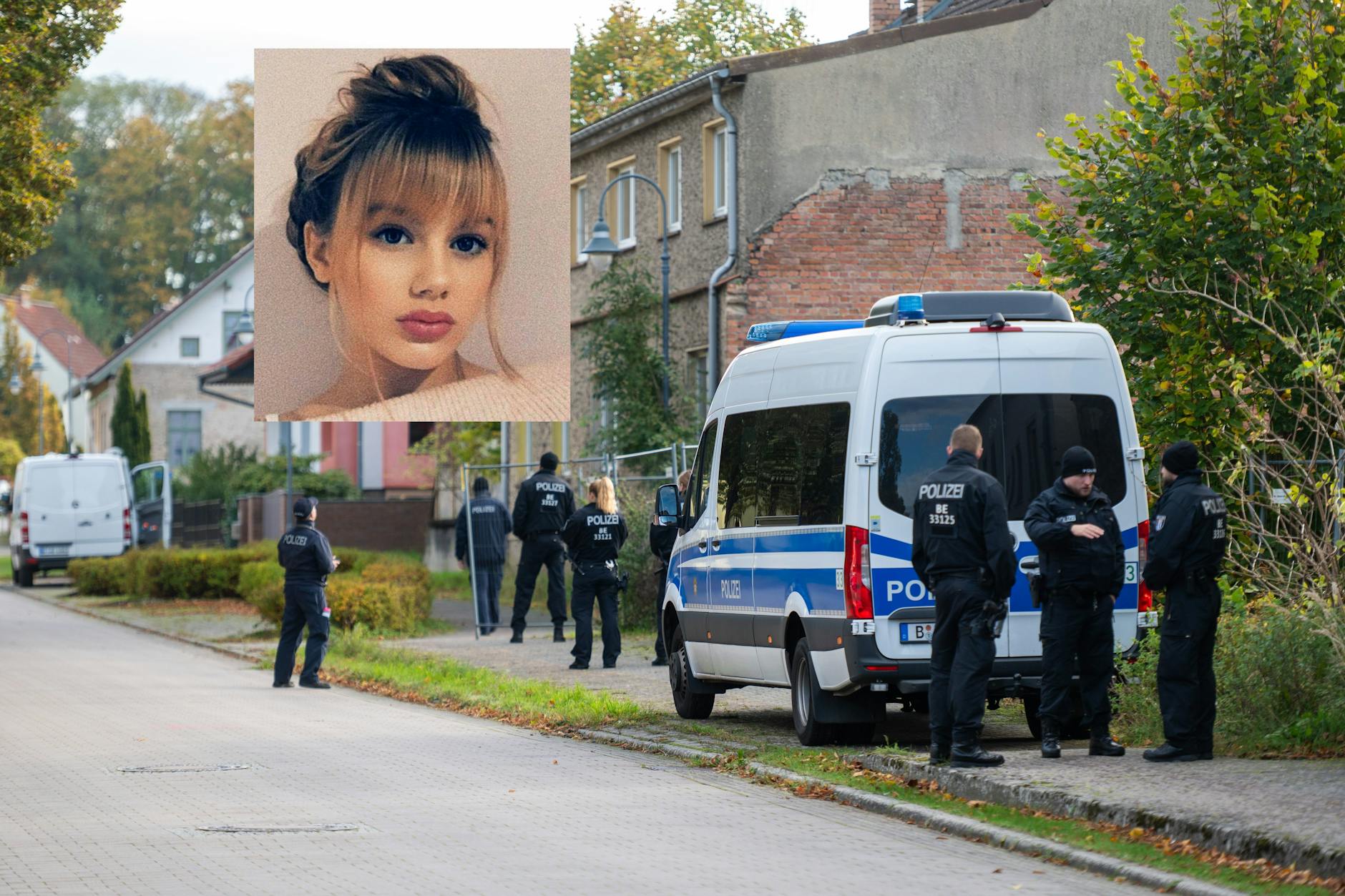 Bei der Durchsuchung nahmen sich die Ermittler ein Grundstück in Brandenburg vor, suchten nach neuen Hinweisen zum Verschwinden von Rebecca Reusch (kleines Foto).