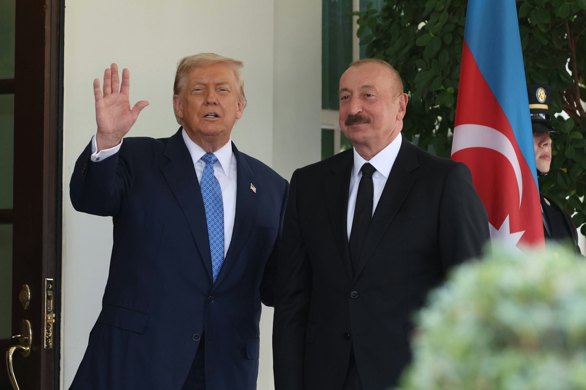 Staatschef Ilham Alijew während seines Besuchs bei US-Präsident Donald Trump.