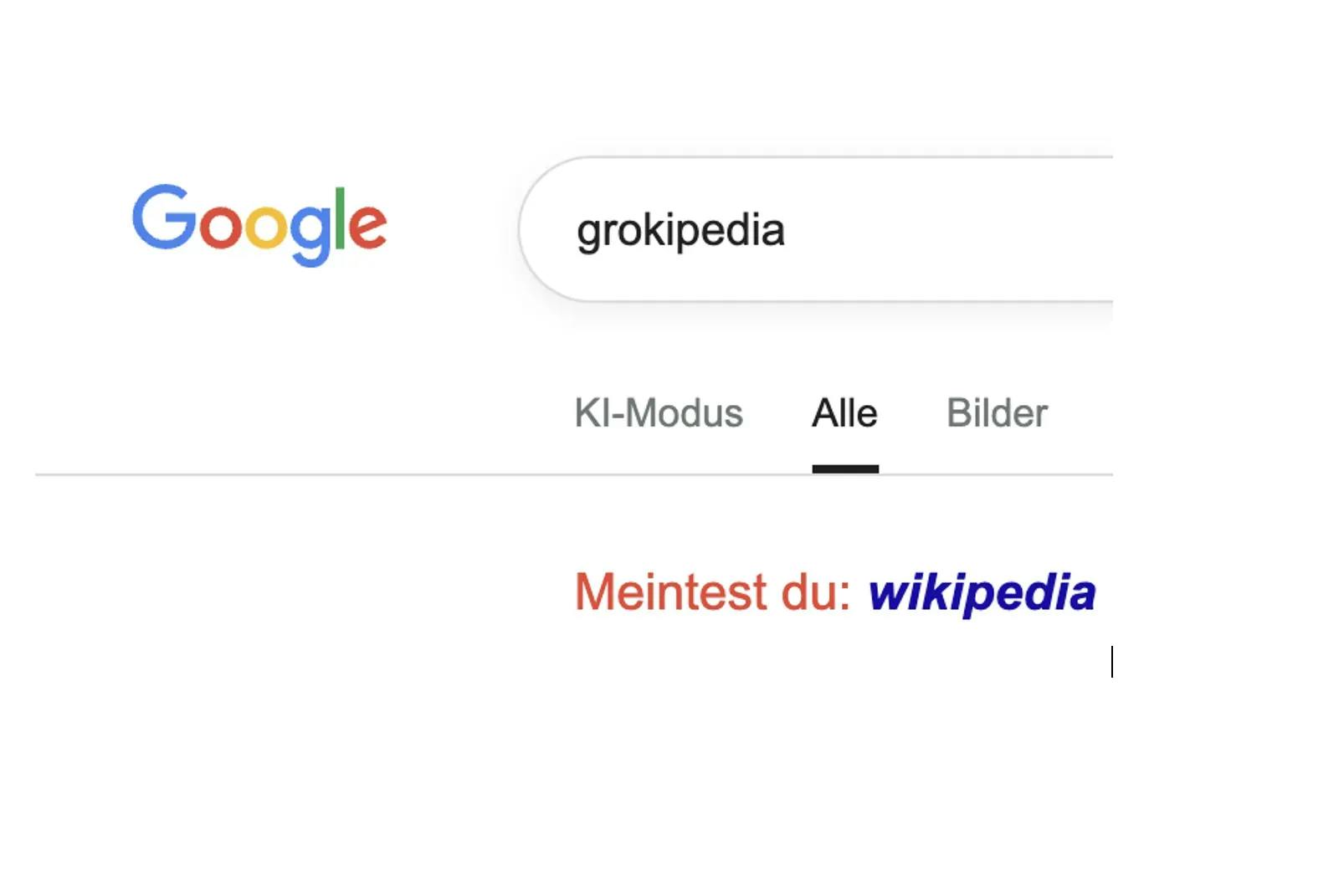 Google kennt Grokipedia noch nicht.