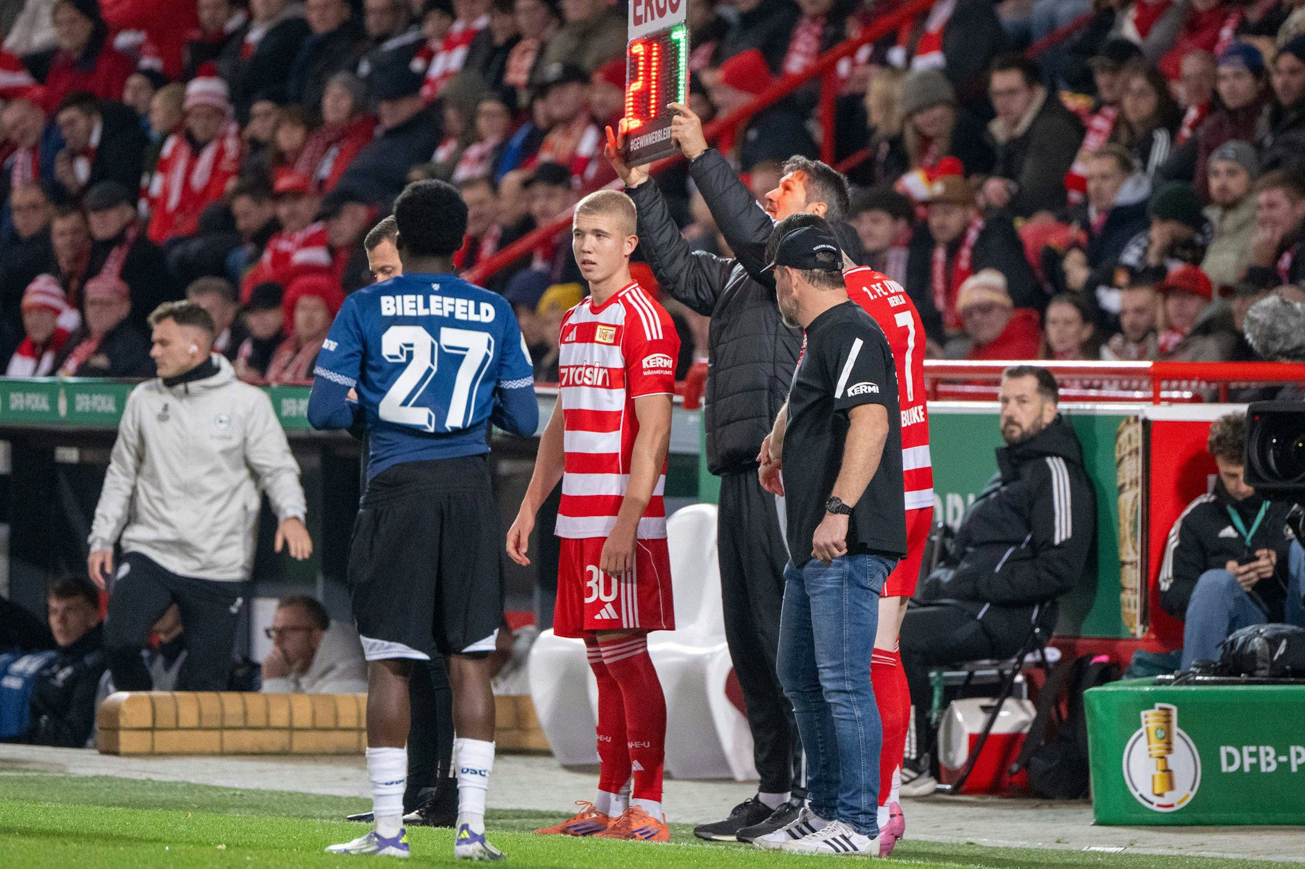 Die Zeit ist nun gekommen: Dmytro Bogdanov (18) feierte sein Union-Debüt im DFB-Pokal gegen Arminia Bielefeld. Der Stürmer soll in Köpenick durchstarten. 