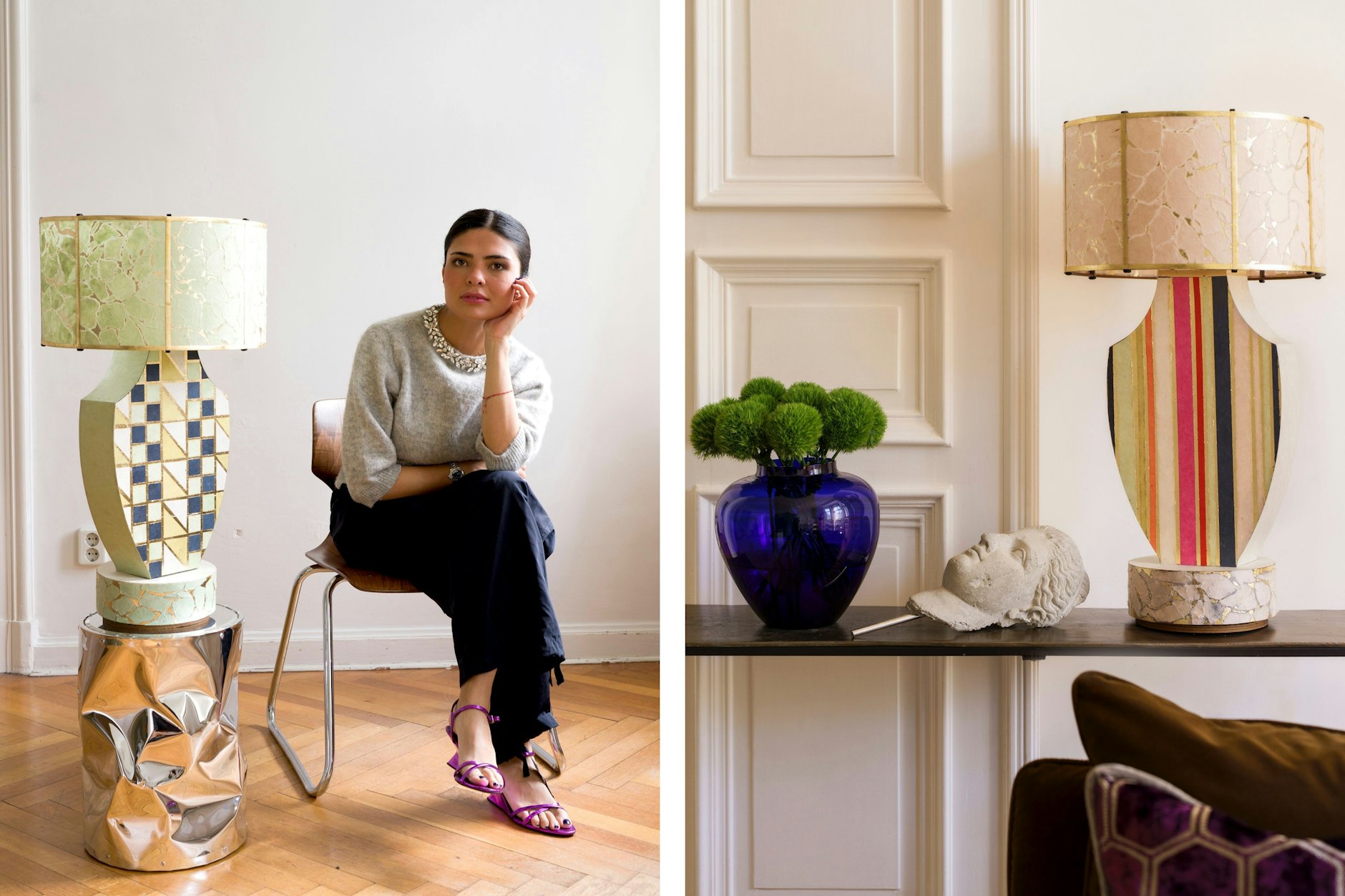 Gründerin Karla Menzel mit der ersten Kollektion ihres Labels Karla Luminaries.