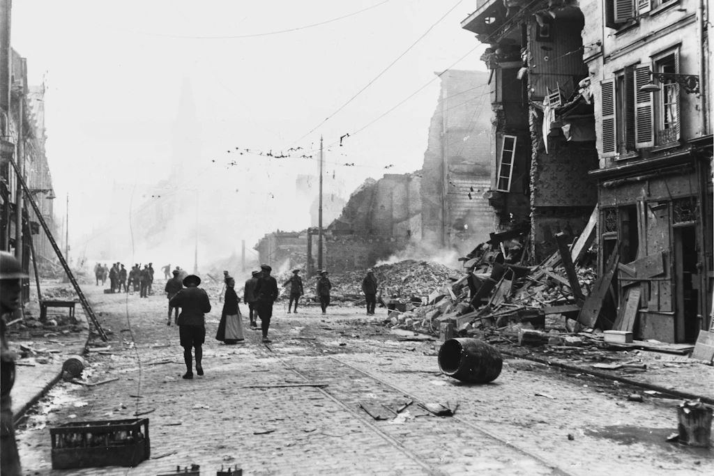 Amiens während des Kampfes um die Stadt 1918