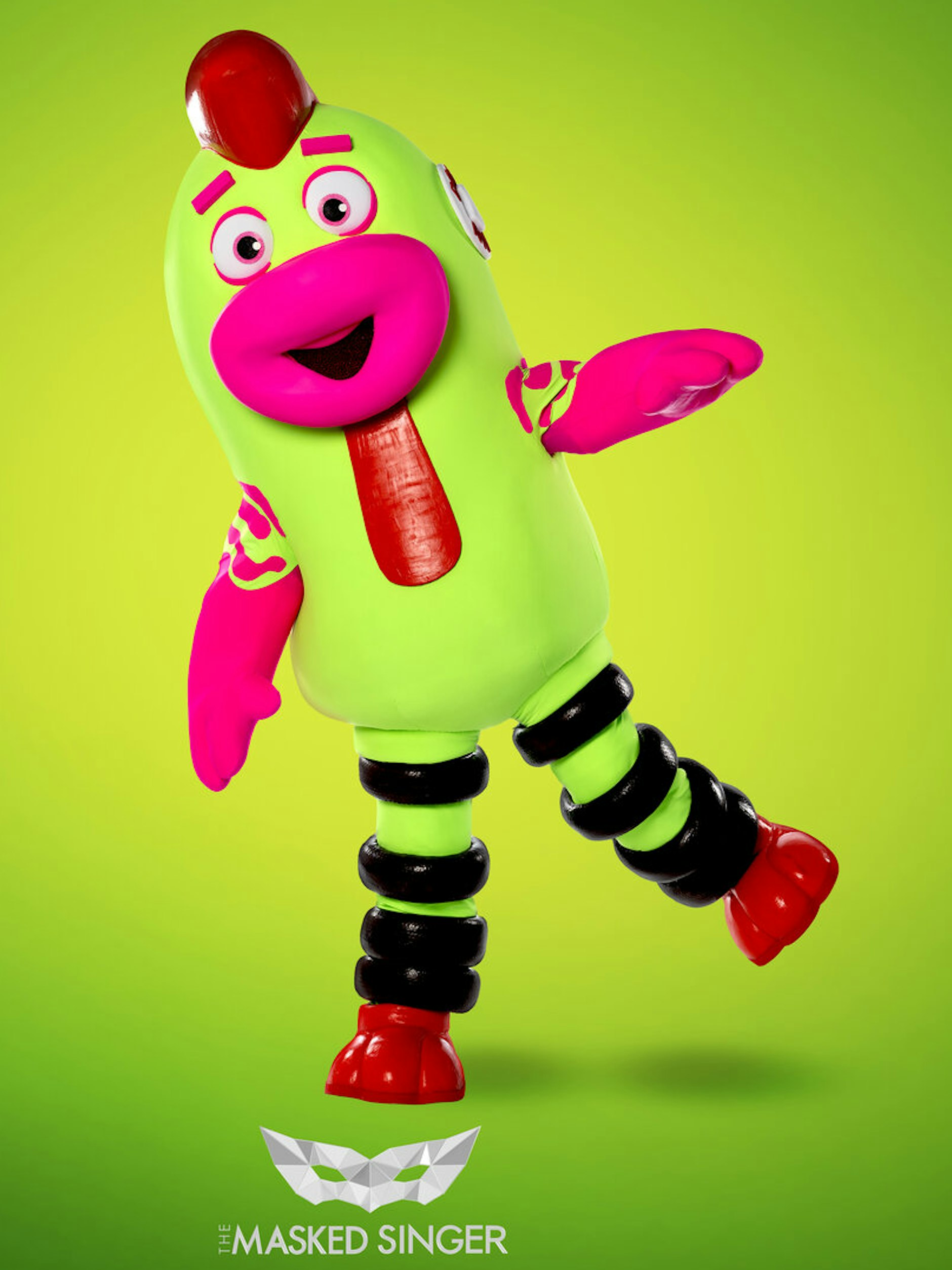 Quietsch soll die Zuschauer in der neuen Staffel von „Masked Singer“ unterhalten. Das Kostüm soll ein Kauspielzeug für Hunde darstellen.
