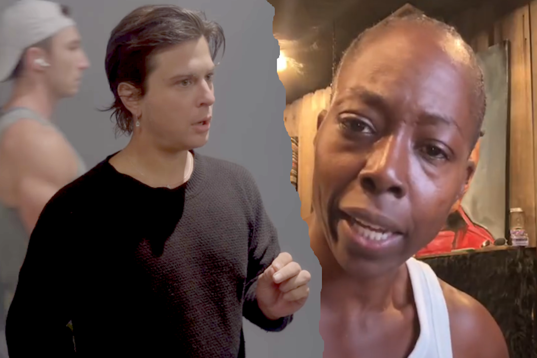 Diese beiden Besucher eines Fitnessstudios gerieten in Los Angeles aneinander. Tish Hyman (r.) beschwerte sich über eine Transfrau (l.) in der Umkleidekabine der Frauen.