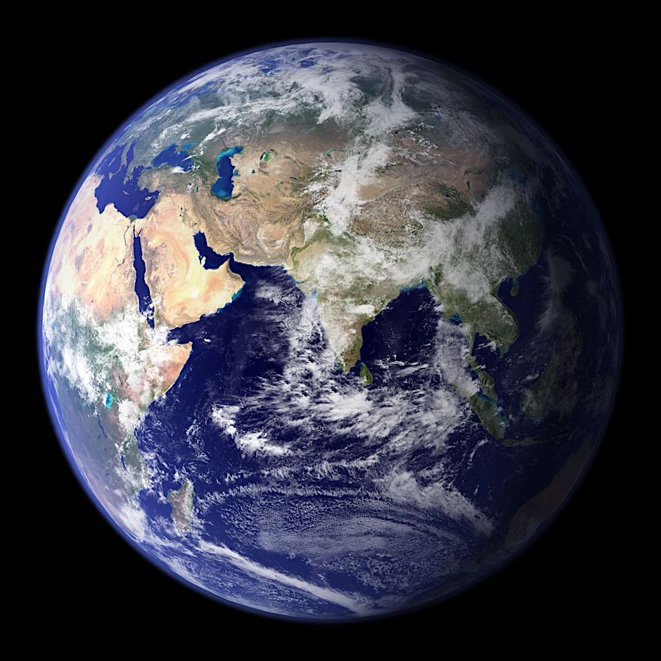 Eine NASA-Aufnahme zeigt die östliche Hemisphäre der Erdkugel.