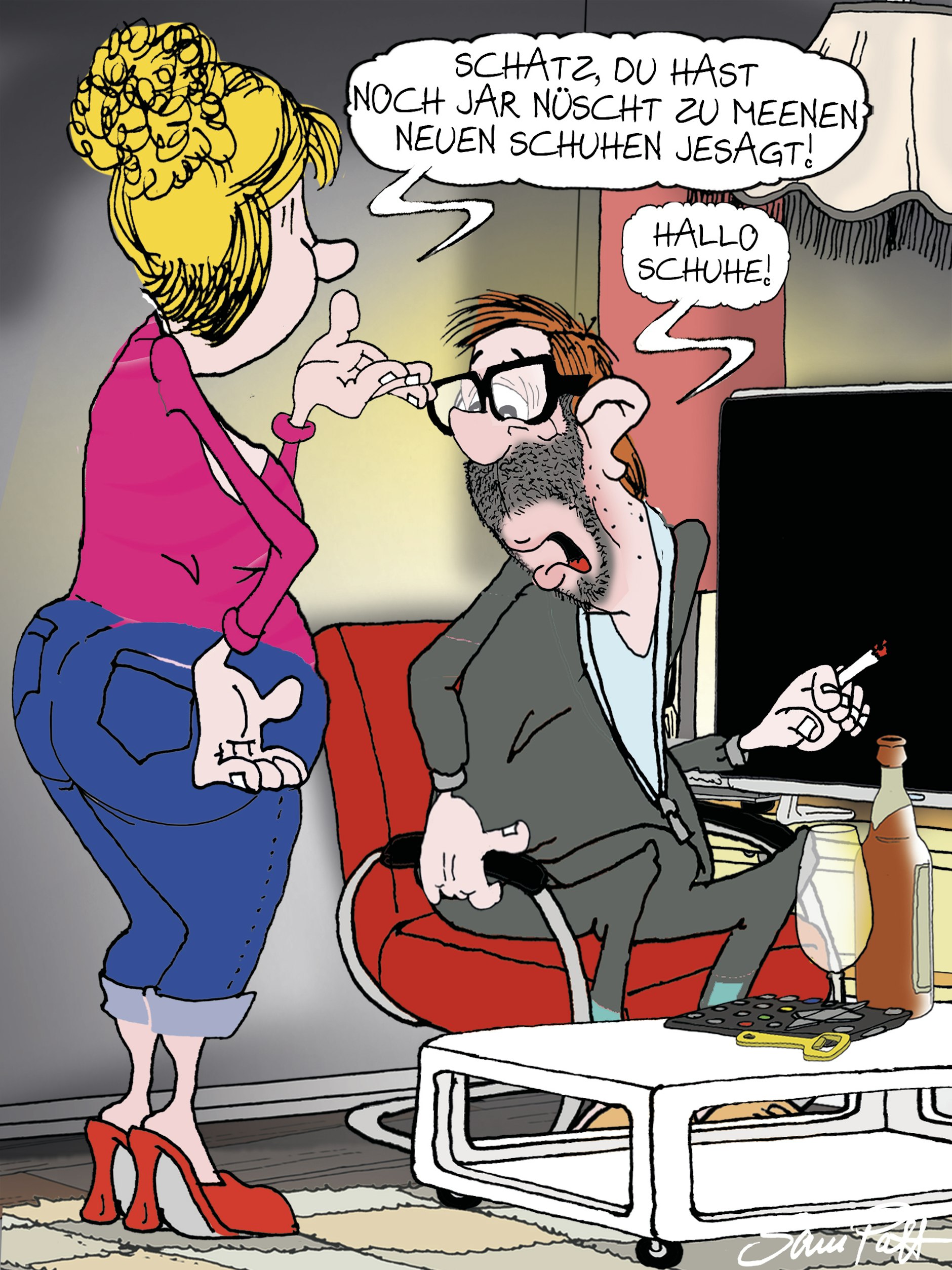 Der Cartoon des Tages kommt auch heute von Zeichner Sam Paff aus Berlin - er macht unsere Rubrik Witz des Tages damit jeden Tag ein bisschen bunter.