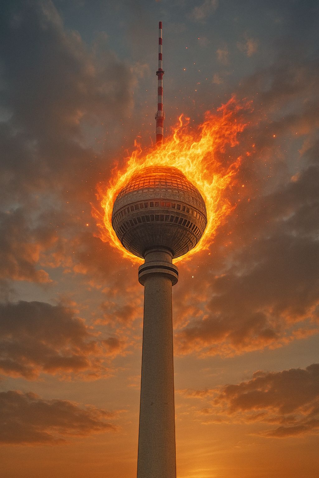 Image - Greenpeace-Aktion: Berliner Fernsehturm als Feuer-Erdball