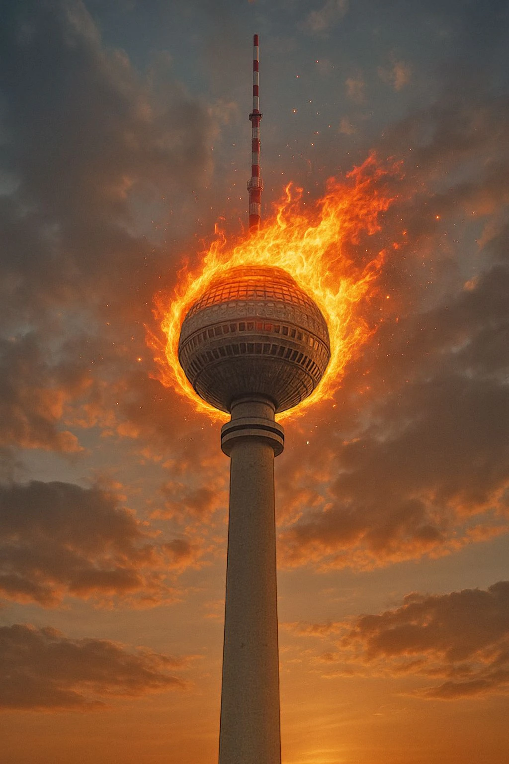 Greenpeace-Aktion: Berliner Fernsehturm als Feuer-Erdball