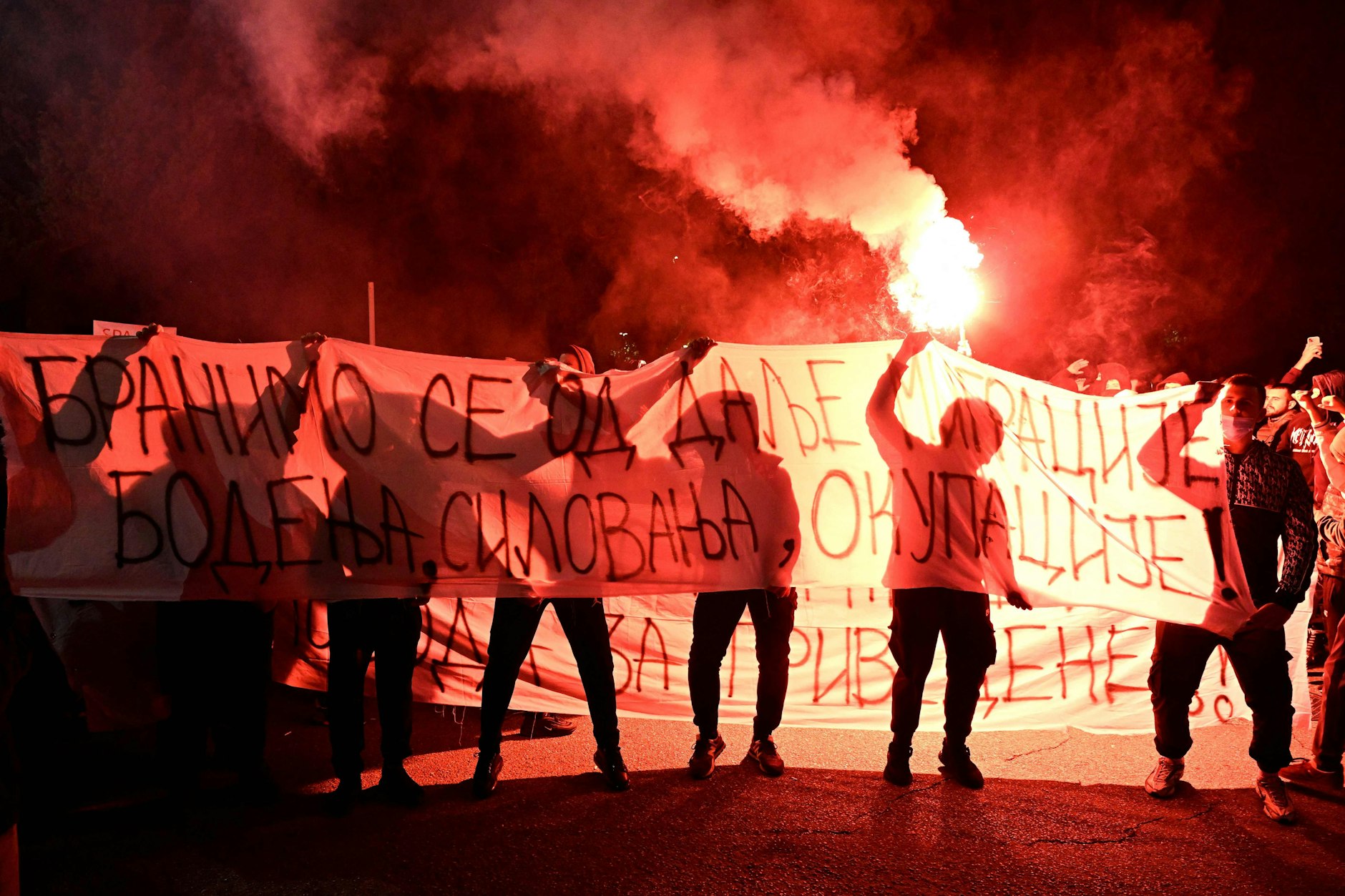 Demonstranten in Podgorica.