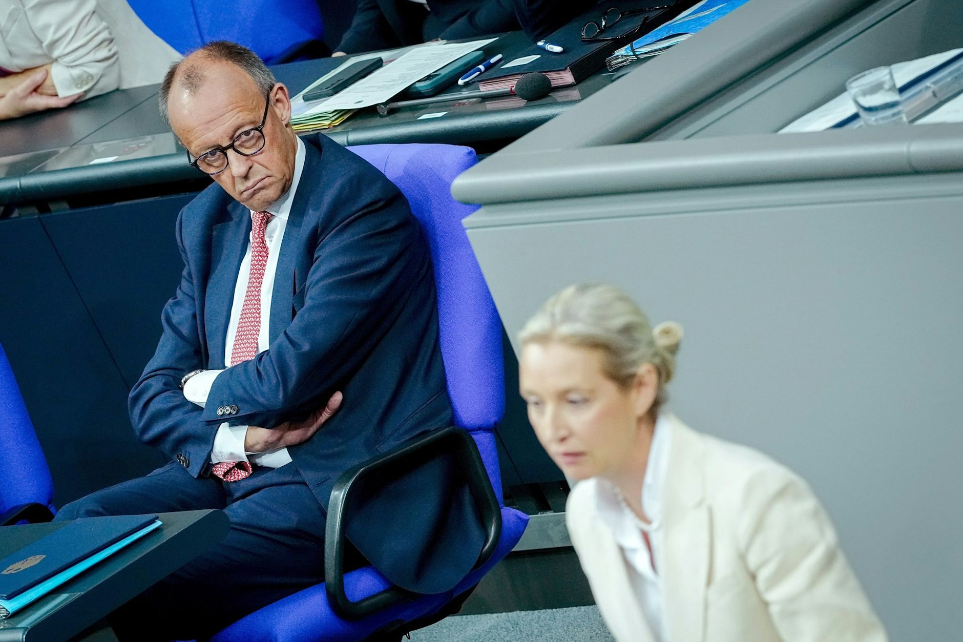 Bundeskanzler Friedrich Merz (CDU) und AfD-Fraktionsvorsitzende Alice Weidel