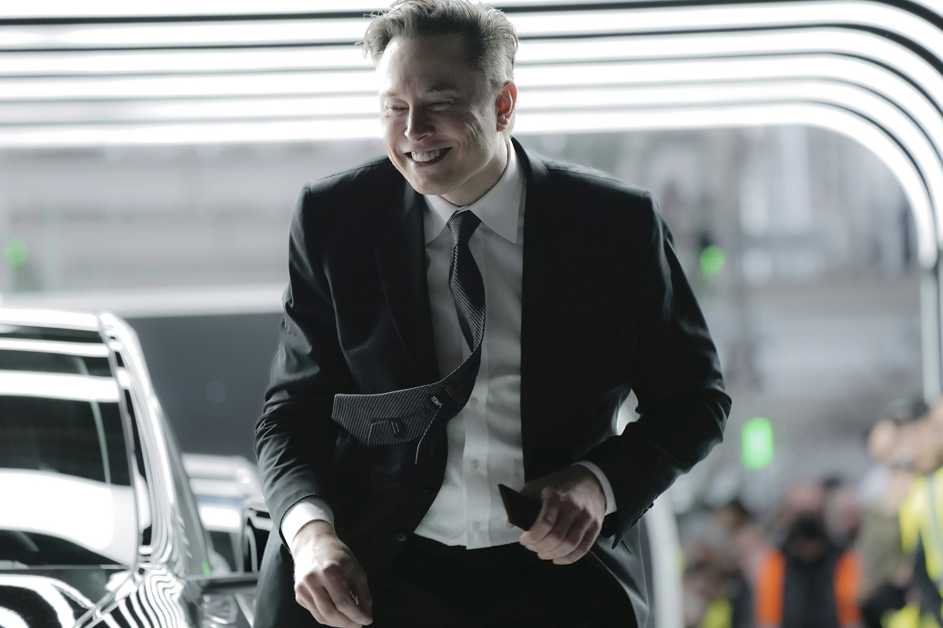 Elon Musk bei der Eröffnung der Tesla-Gigafactory in Grünheide nahe Berlin.