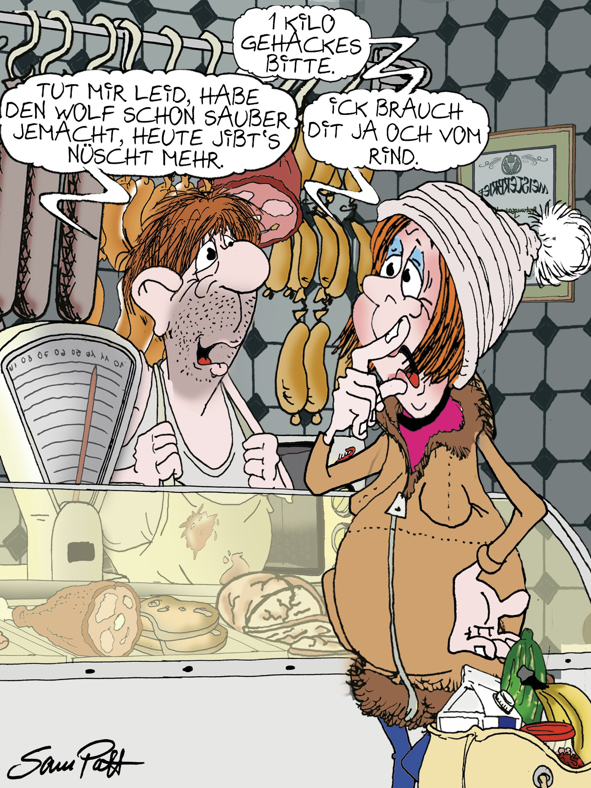 Der Cartoon des Tages kommt auch am Samstag von unserem Zeichner Sam Paff aus Berlin - und verschönert die Rubrik Witz des Tages.