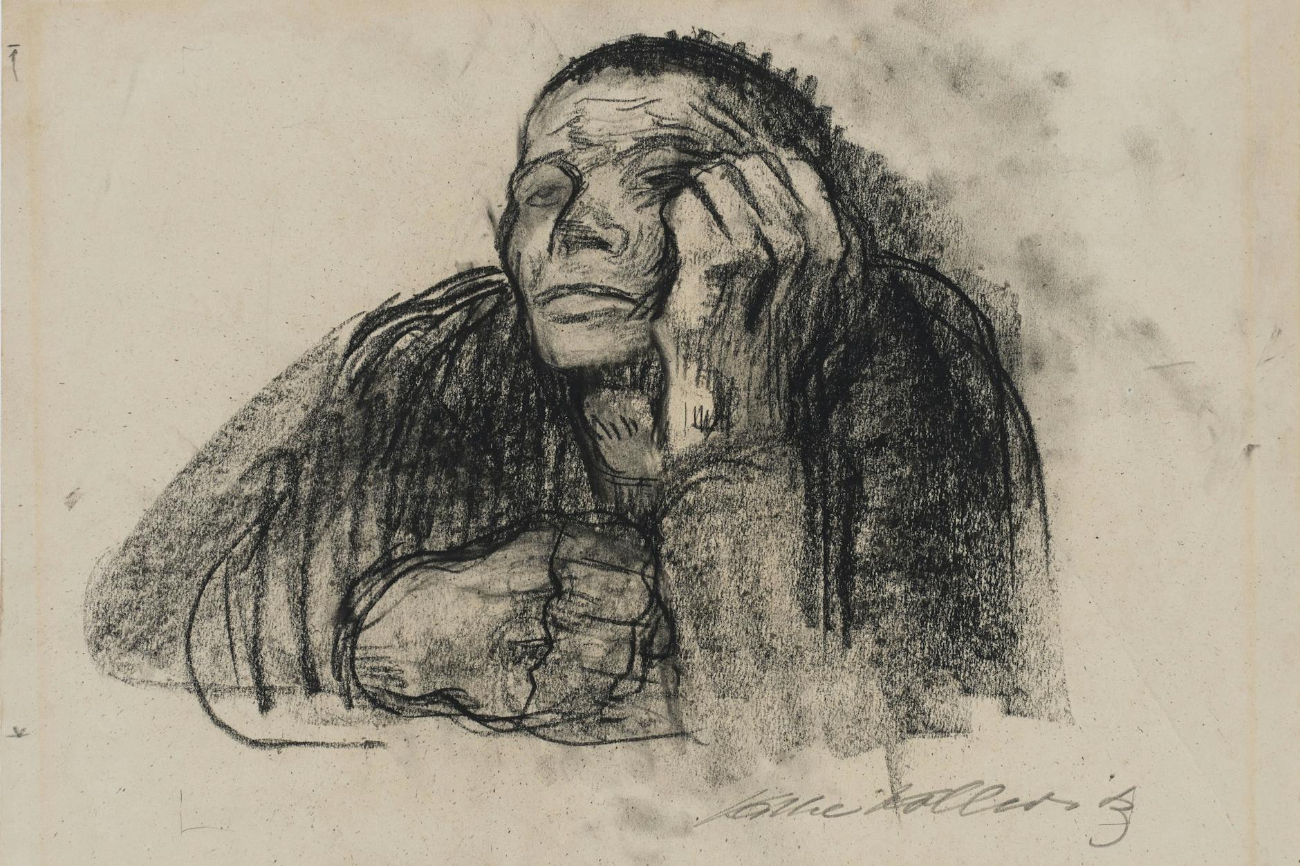 „Nachdenkende Frau“, Kreide, 1917/18