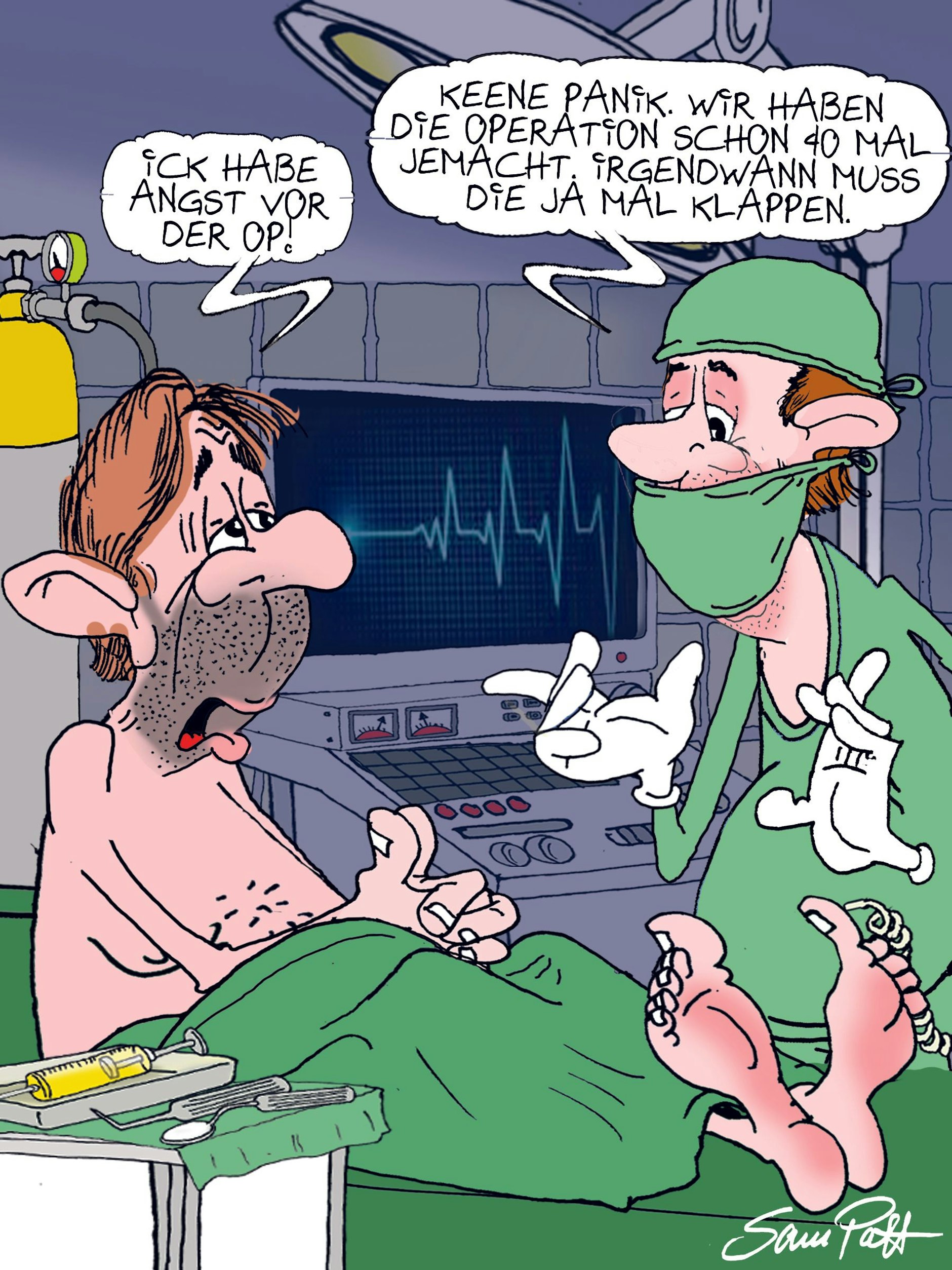 Unser Cartoon des Tages erfreut Sie täglich in der Rubrik Witz des Tages – dahinter steckt unser Zeichner Sam Paff aus Berlin.