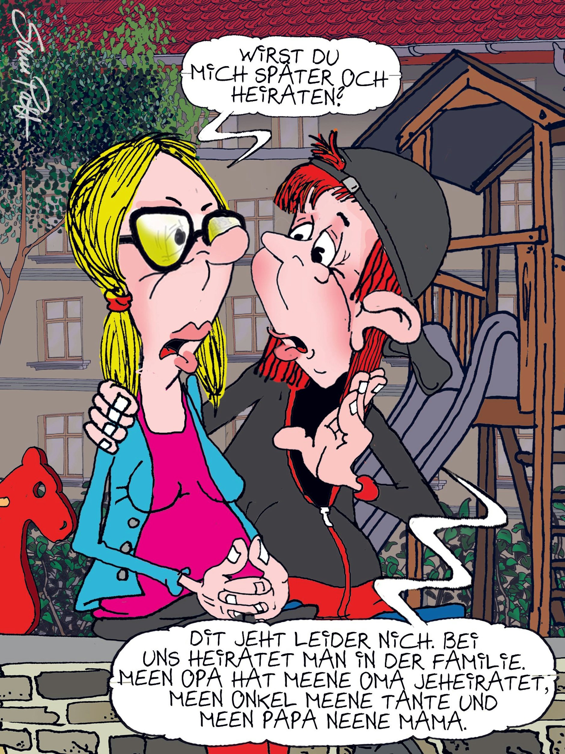 In unserer Rubrik Witz des Tages gibt es jeden Tag auch den Cartoon des Tages von Zeichner Sam Paff aus Berlin.