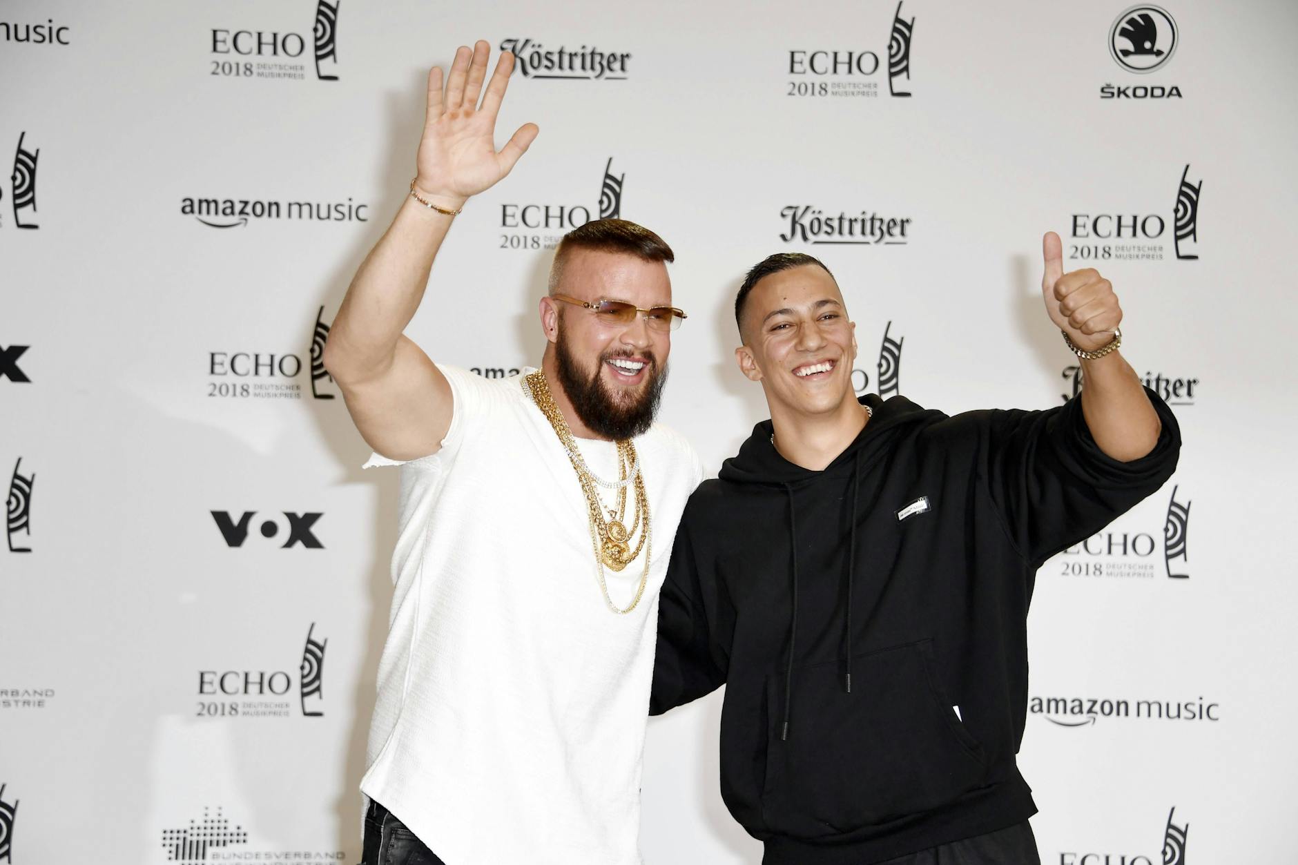 Kollegah (l.) und Farid Bang sorgten bei der Echo-Verleihung 2018 für einen Riesenskandal.