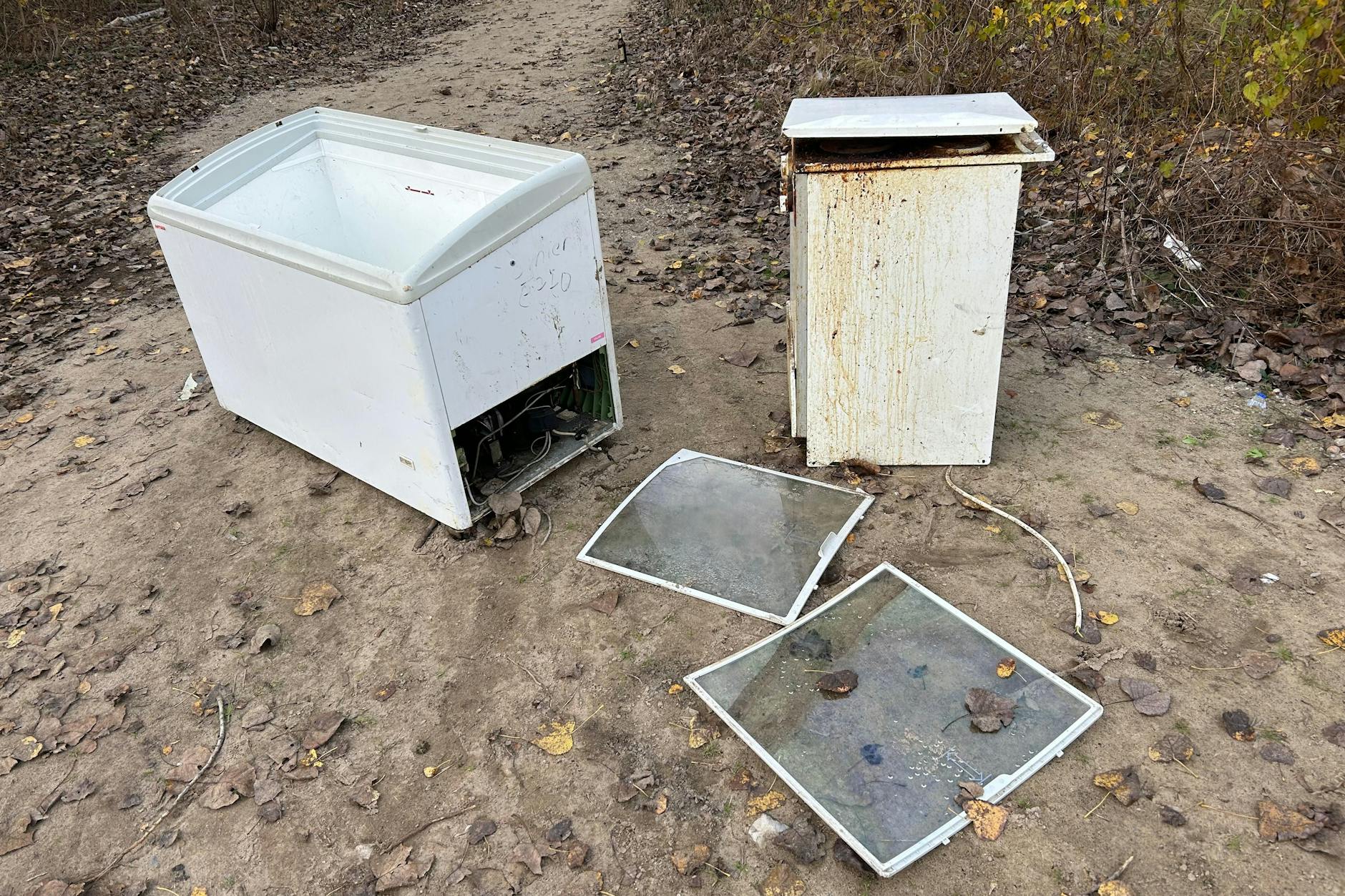 Broken-Window-Phänomen: Zuerst war nur der alte Herd da, Tage später gesellte sich die Kühltruhe hinzu, später stellte noch jemand Müllsäcke ab.