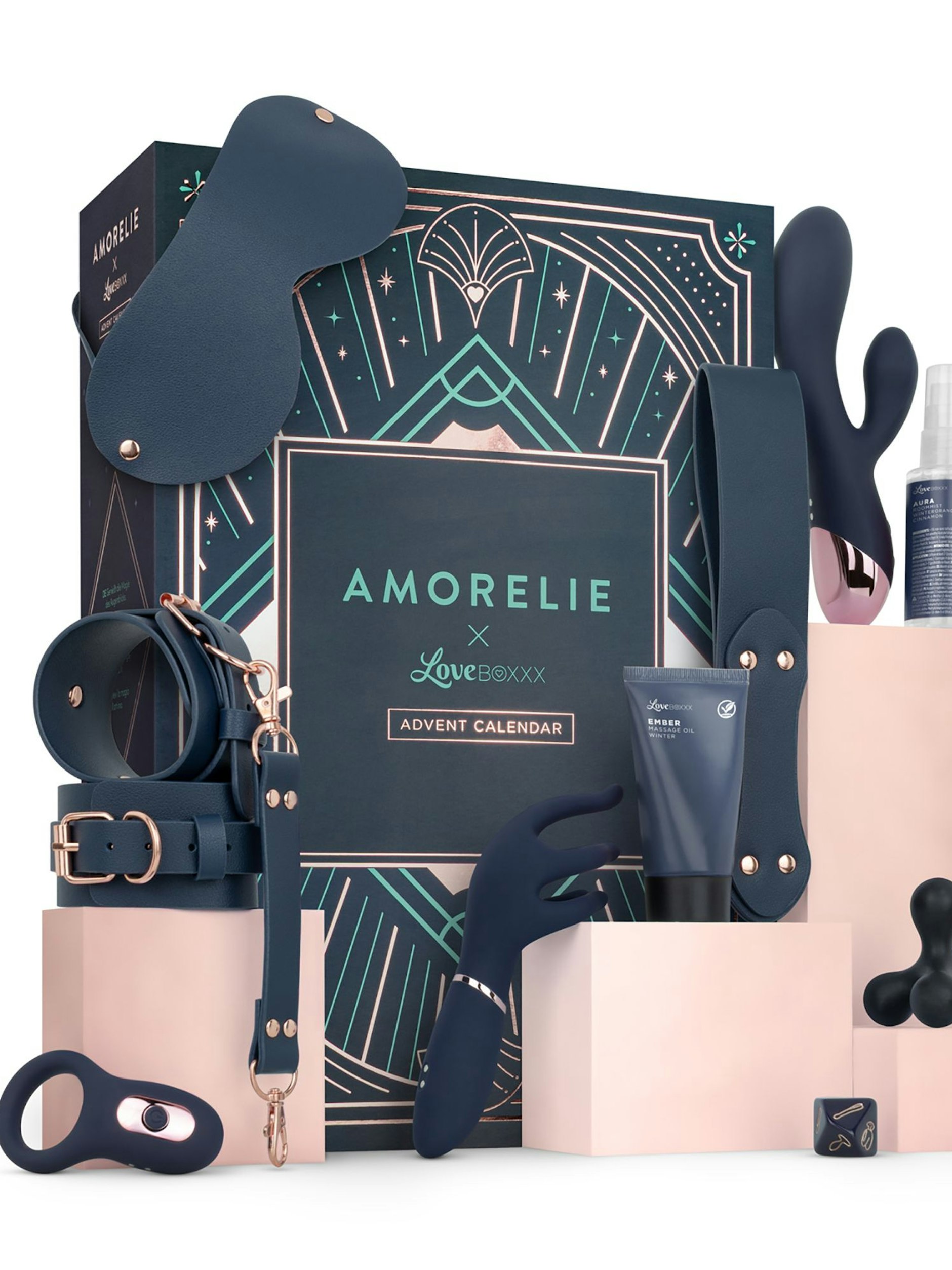 Hier abgebildet: der Original Amorelie Adventskalender. Die Luxusvariante ist für Fortgeschrittene und die Inhalte werden nicht gezeigt.