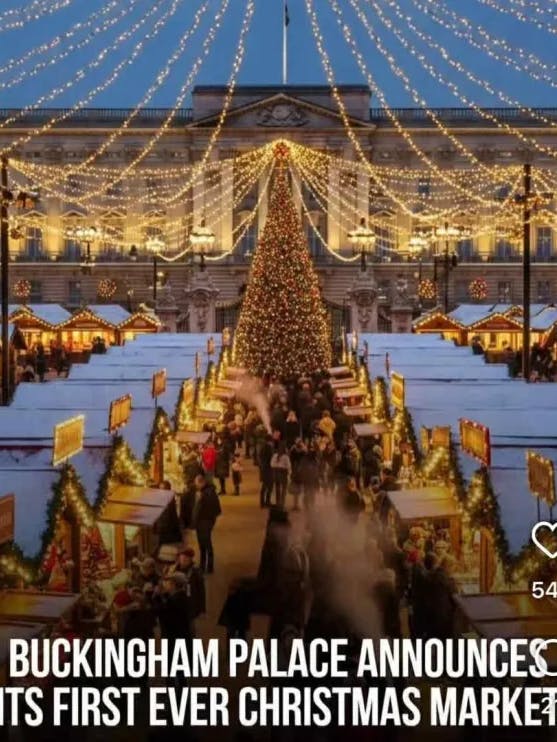 Solche Bilder vom angeblichen Weihnachtsmarkt vor dem Buckingham Palace verbreiteten sich rasant im Netz. Besucher fanden dann nur einen leeren Platz vor.