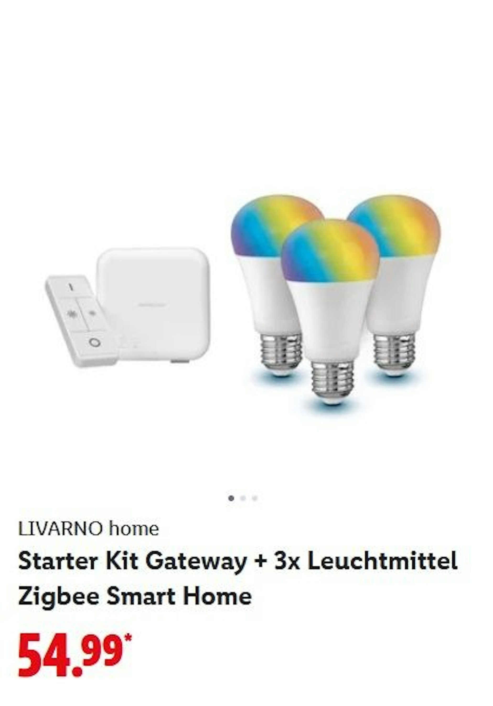 LIVARNO Home Starter Kit Gateway + 3x Leuchtmittel Zigbee Smart Home