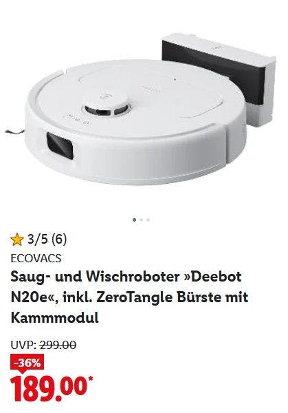 ECOVACS Saug- und Wischroboter »Deebot N20e«, inkl. ZeroTangle Bürste mit Kammmodul