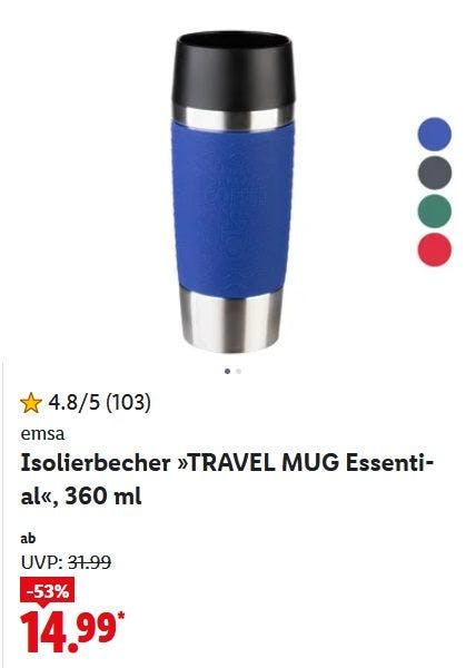 emsa Isolierbecher »TRAVEL MUG Essential«, 360 ml