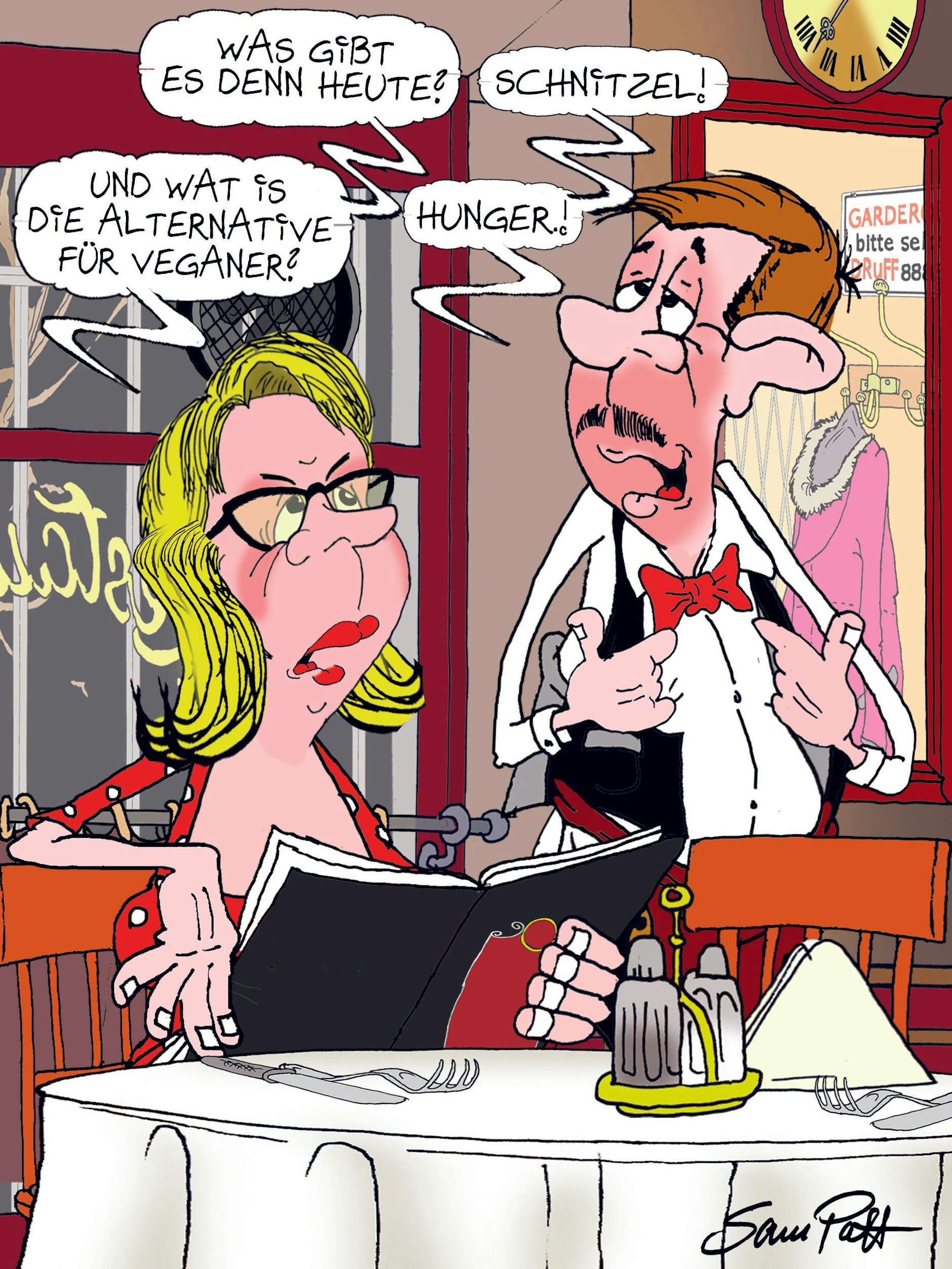 Der Cartoon des Tages kommt heute von unserem Zeichner Sam Paff aus Berlin. Er gehört jeden Tag zu unserer Rubrik Witz des Tages.