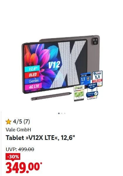 Vale Tablet »V12X LTE«, 12,6"