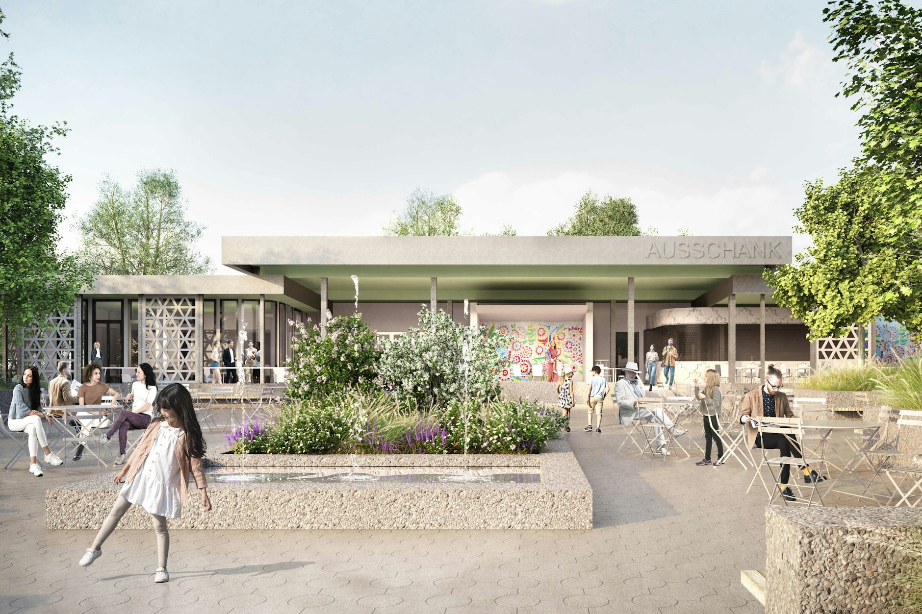 Nach der Sanierung soll der Biergarten am Café Warschau so aussehen.