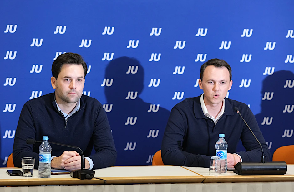 Johannes Winkel (l), Bundesvorsitzender der Jungen Union, und Pascal Reddig, Vorsitzender der Jungen Gruppe.