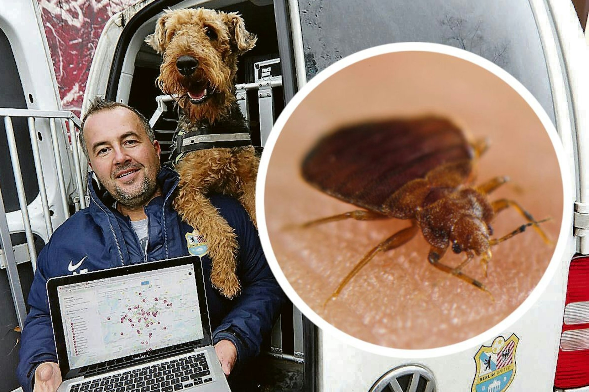 Adam Tesmer und sein Spürhund Taylor kämpfen in Berlin gegen Bettwanzen. Der Experte warnt vor Giften, wie sie auch in der Türkei im Einsatz kamen.